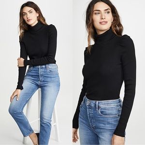 Amo Puff Sleeve Turtleneck in Black